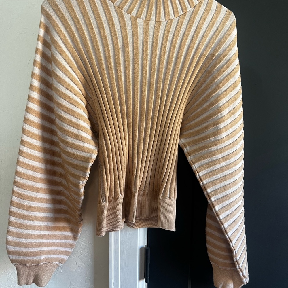 Free People beige and white striped sweater